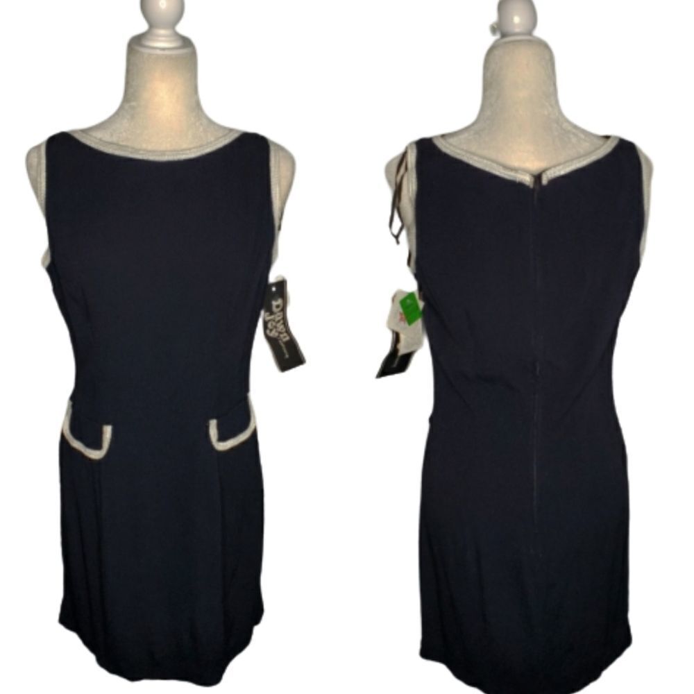 NEW‎ VINTAGE 90s dress Dawn Joy black sleeveless crinkle shift M